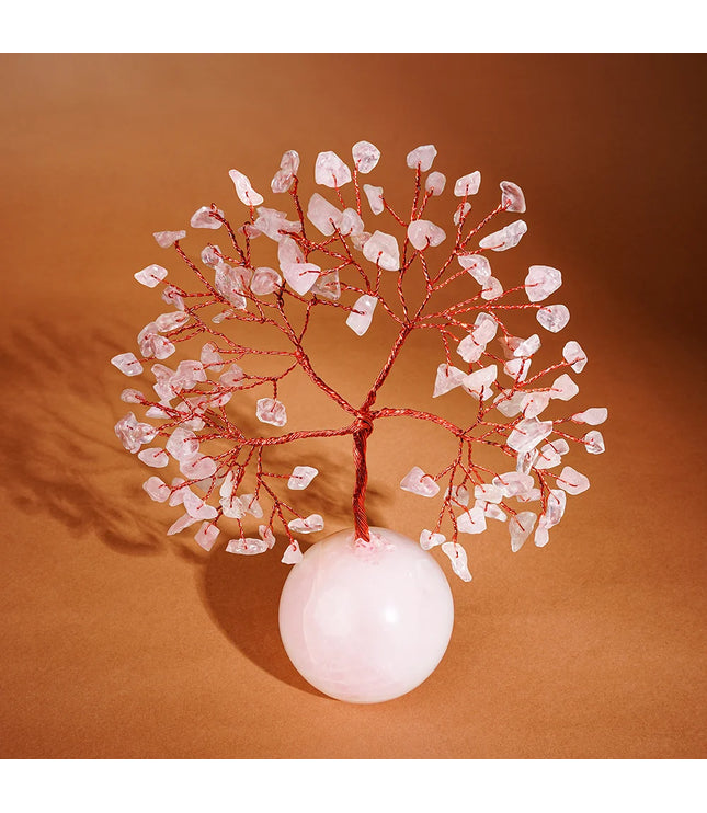 Rose Quartz Crystal Ball Base Tree