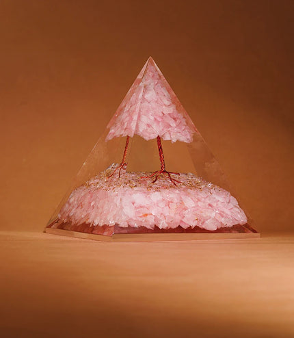 Rose Quartz Tree of Life Orgonite Pyramid