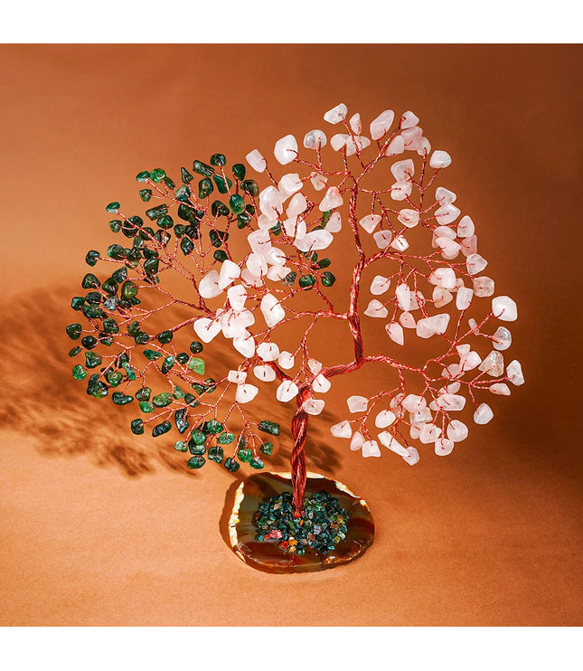 Rose Quartz & Green Aventurine Slice Base Tree