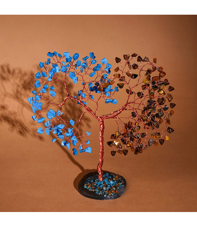 Turquoise & Tiger Eye Slice Base Tree