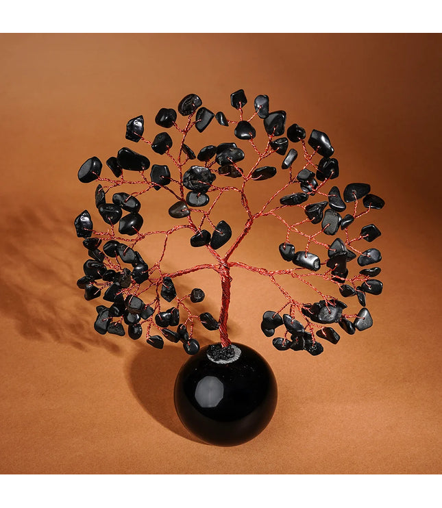 Black Obsidian Crystal Ball Base Tree