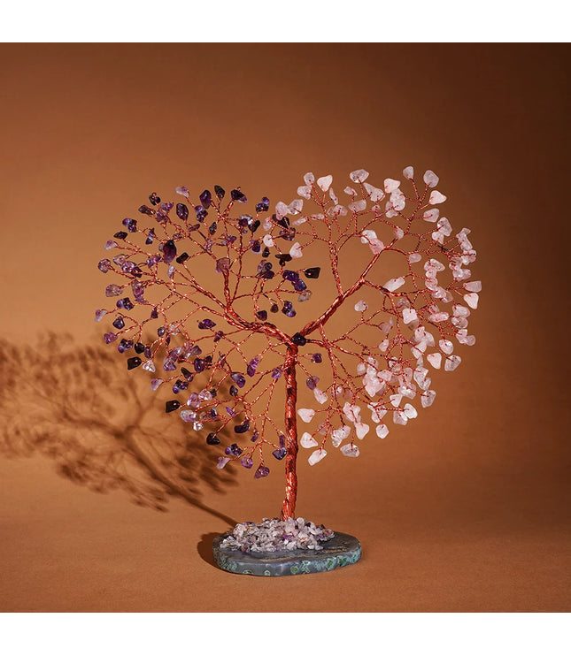 Rose Quartz & Amethyst Slice Base Tree