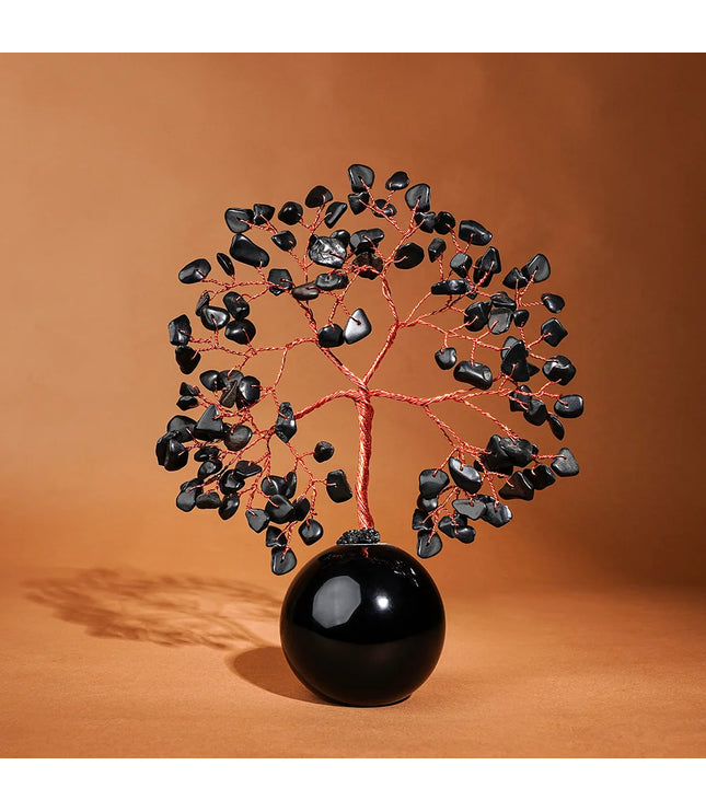 Black Obsidian Crystal Ball Base Tree