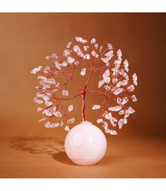 Rose Quartz Crystal Ball Base Tree