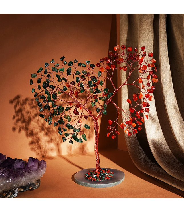 Green Aventurine & Carnelian Slice Base Tree