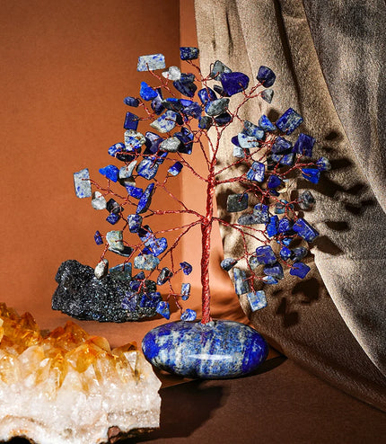 Lapis Lazuli  Palm Stone Base Tree