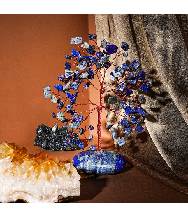 Lapis Lazuli  Palm Stone Base Tree