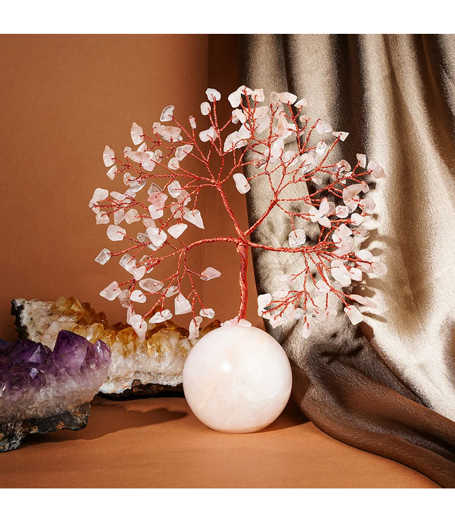 Rose Quartz Crystal Ball Base Tree