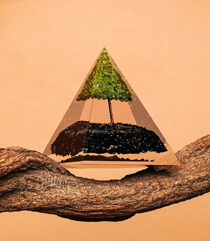 Black Tourmaline & Peridot Tree of Life Pyramid
