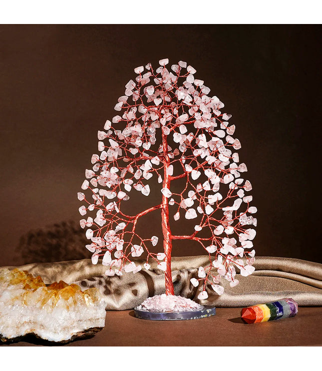 Rose Quartz Slice Base Tree