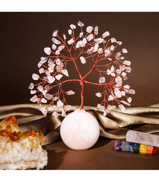 Rose Quartz Crystal Ball Base Tree