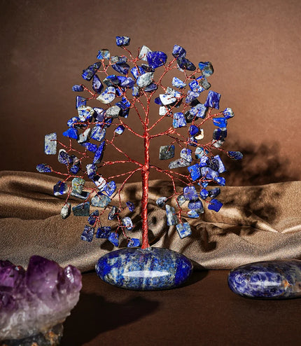 Lapis Lazuli  Palm Stone Base Tree