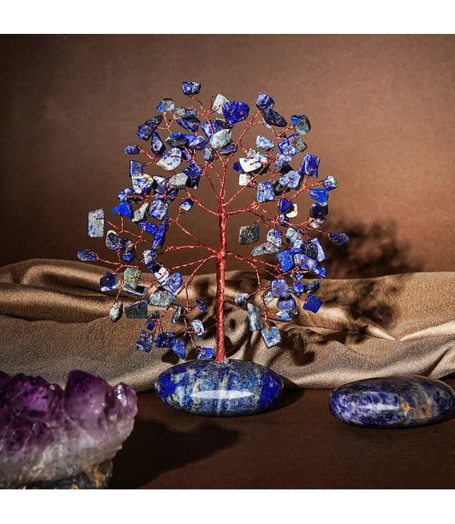 Lapis Lazuli  Palm Stone Base Tree