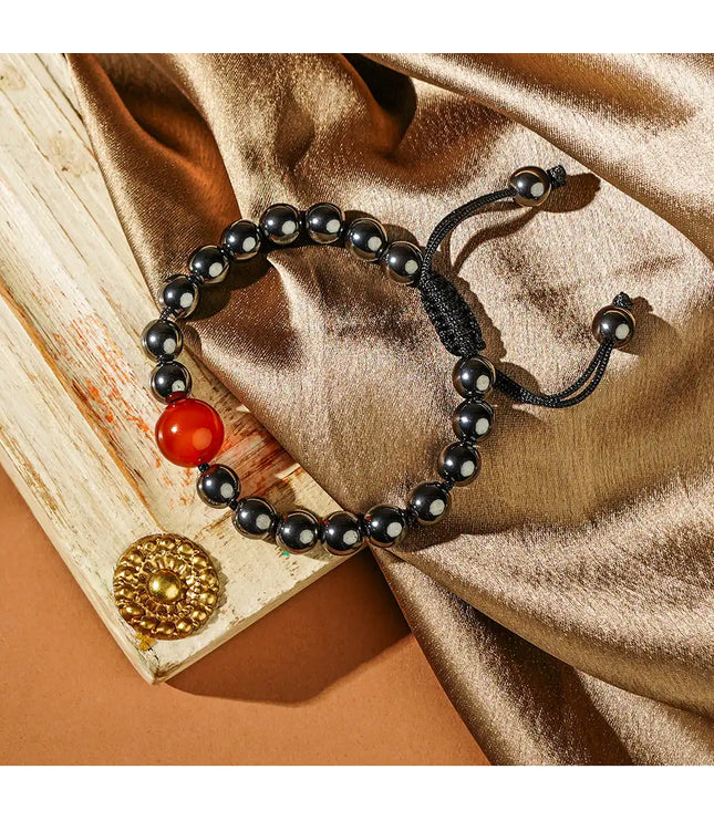 Hematite Bracelet with Carnelian
