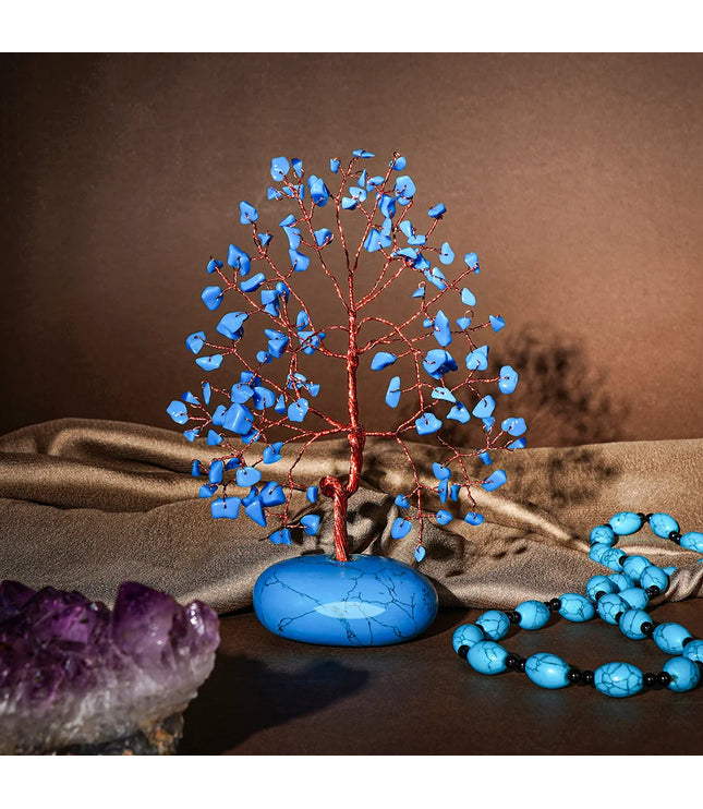 Turquoise Palm Stone Base Tree