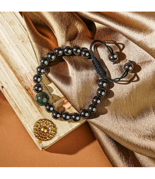 Hematite & Moss Agate Bracelet