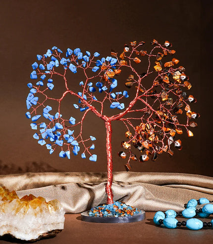 Turquoise & Tiger Eye Slice Base Tree