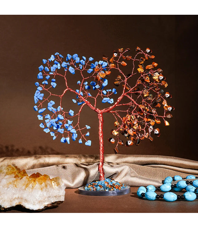 Turquoise & Tiger Eye Slice Base Tree