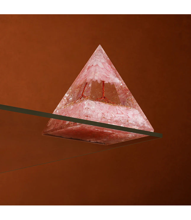 Rose Quartz Tree of Life Orgonite Pyramid