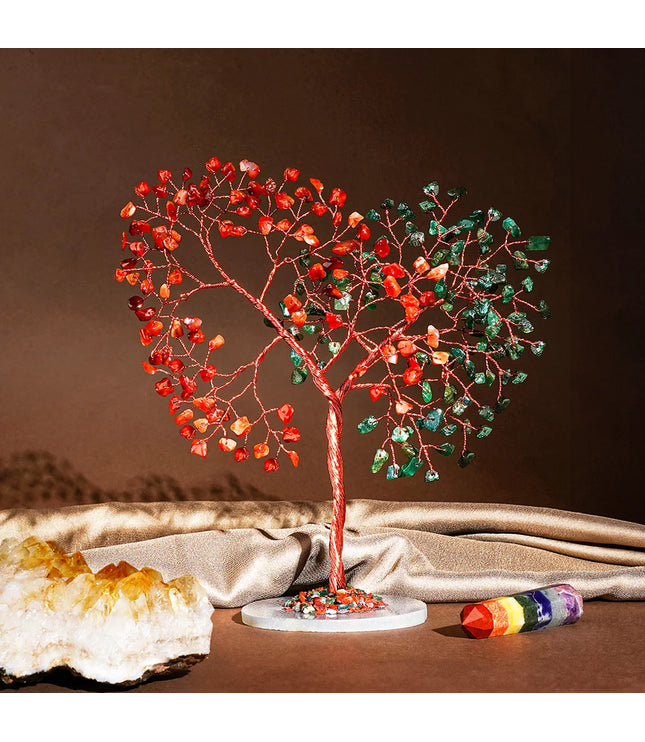Green Aventurine & Carnelian Slice Base Tree