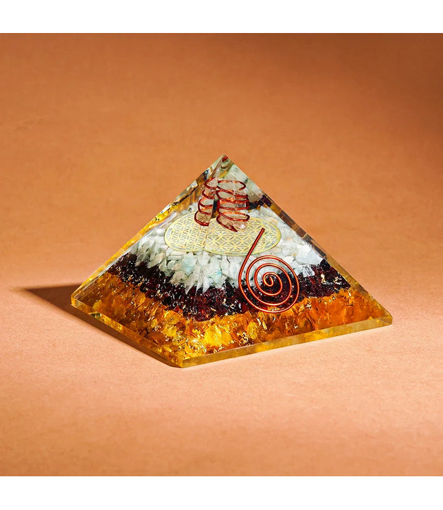 Citirne Garnet & Aquamarine Orgonite Pyramid