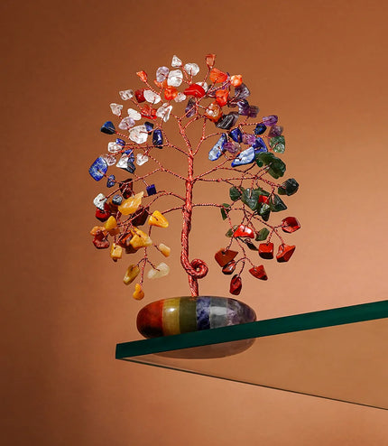 7 Chakra Palm Stone Base Tree
