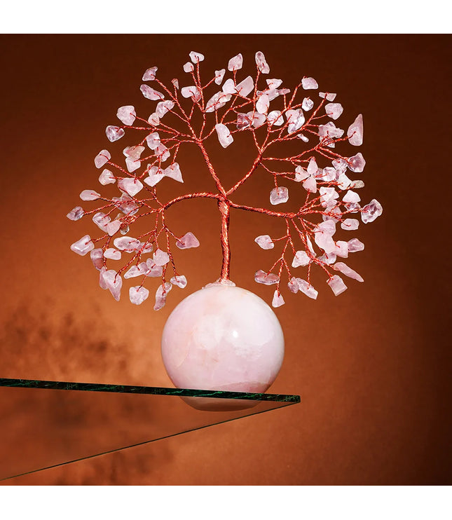 Rose Quartz Crystal Ball Base Tree