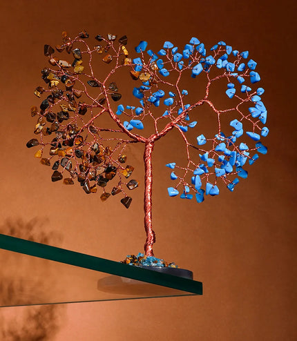 Turquoise & Tiger Eye Slice Base Tree