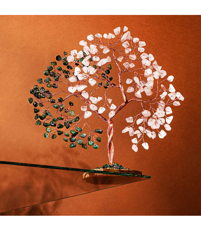 Rose Quartz & Green Aventurine Slice Base Tree