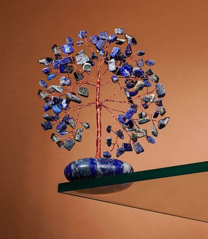 Lapis Lazuli  Palm Stone Base Tree