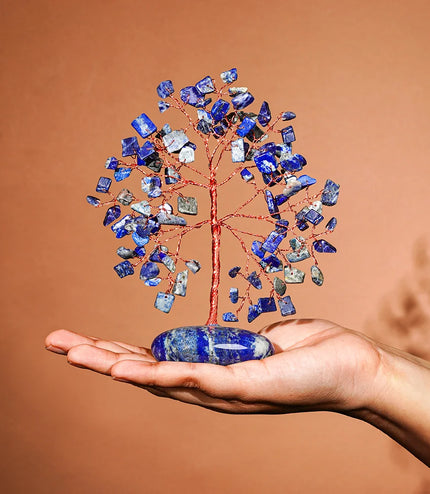 Lapis Lazuli  Palm Stone Base Tree