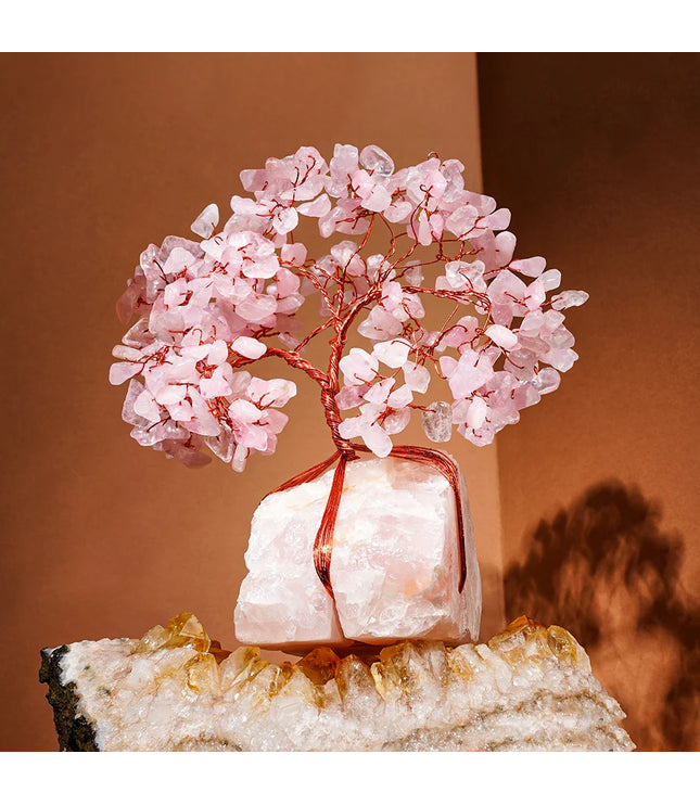 Rose Quartz Crystal Stone Base Tree