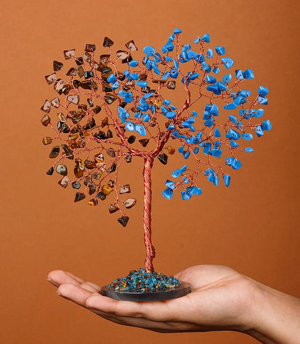 Turquoise & Tiger Eye Slice Base Tree