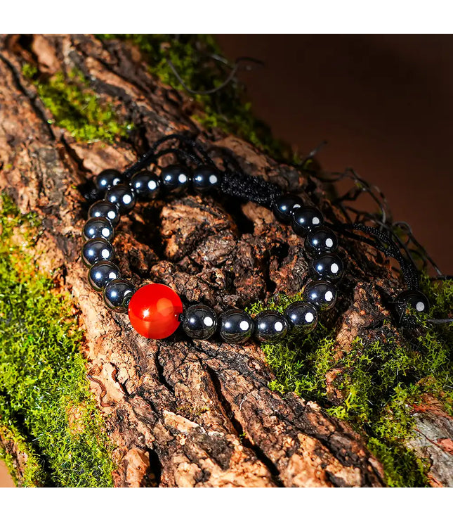 Hematite Bracelet with Carnelian