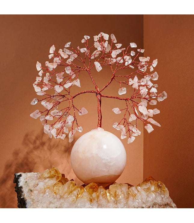 Rose Quartz Crystal Ball Base Tree