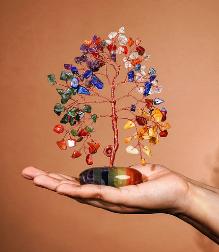 7 Chakra Palm Stone Base Tree