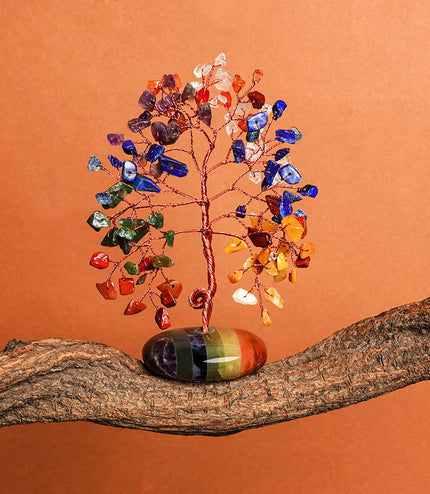 7 Chakra Palm Stone Base Tree