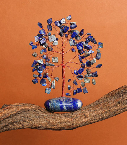 Lapis Lazuli  Palm Stone Base Tree