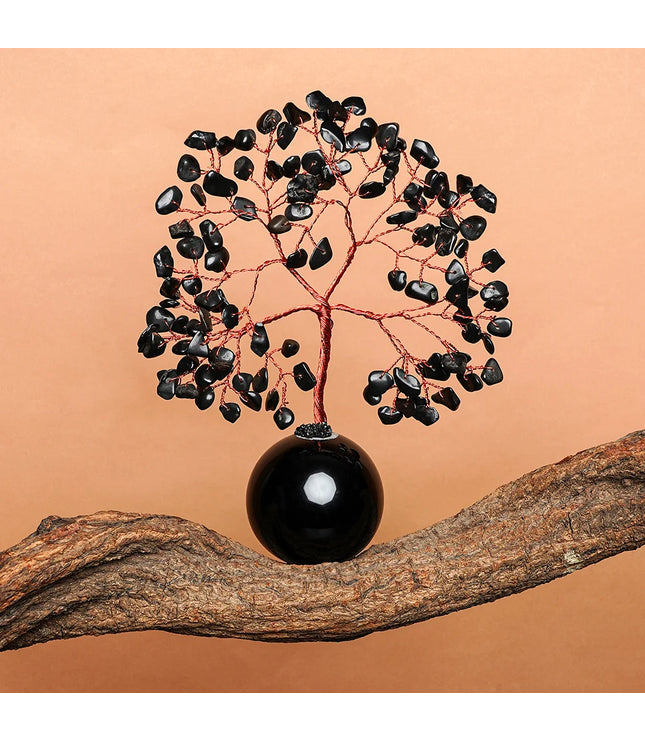 Black Obsidian Crystal Ball Base Tree