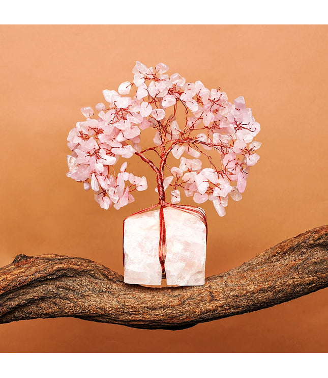 Rose Quartz Crystal Stone Base Tree