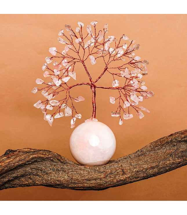 Rose Quartz Crystal Ball Base Tree