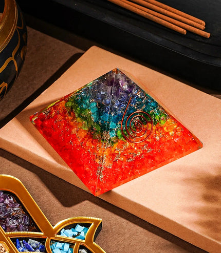 7 Chakra Orgonite Pyramid