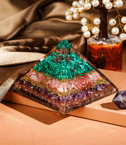 Amethyst Green Aventurine Orgonite Pyramid