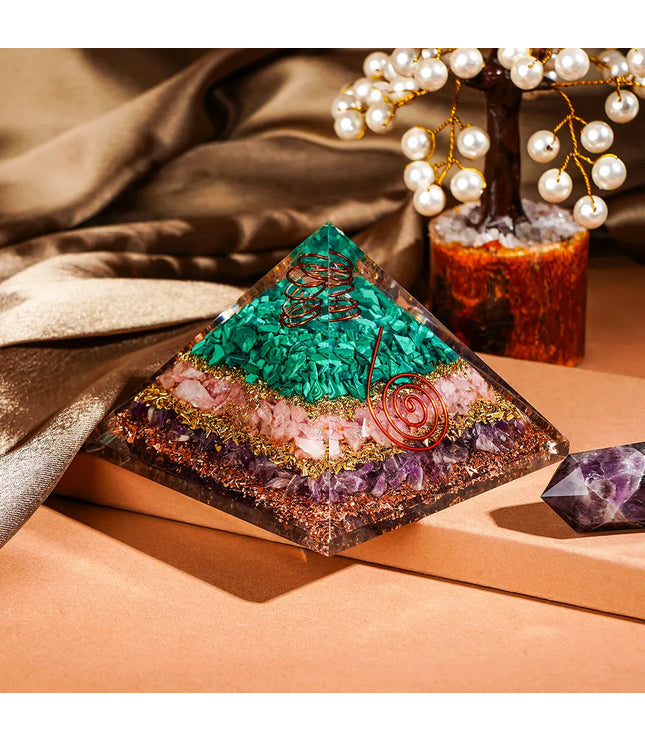 Amethyst Green Aventurine Orgonite Pyramid