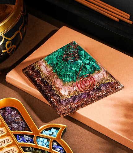Amethyst Green Aventurine Orgonite Pyramid