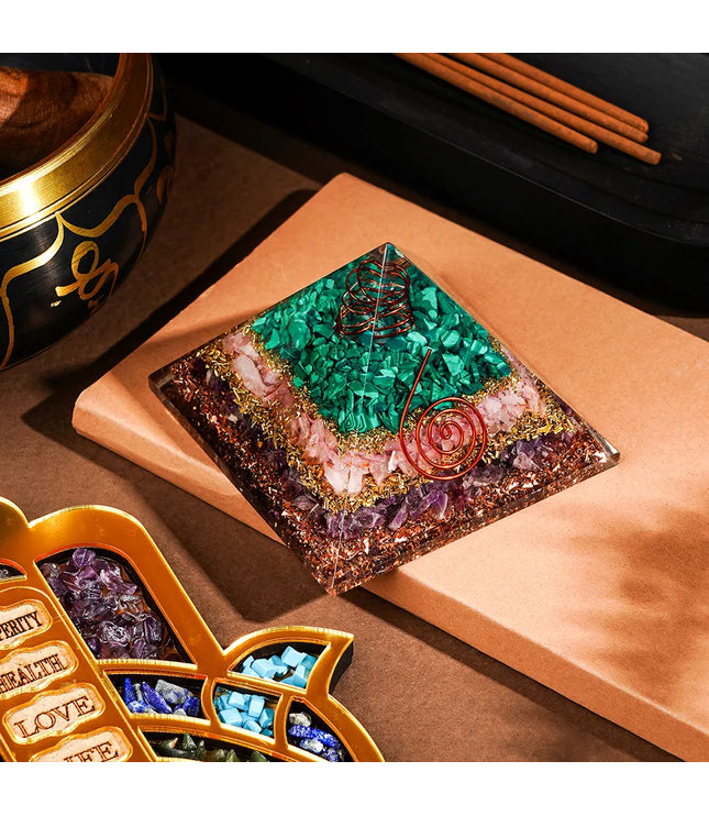 Amethyst Green Aventurine Orgonite Pyramid